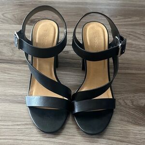 BAMBOO Black Strappy Heels